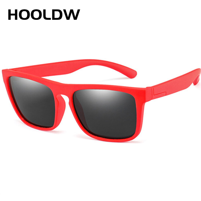 HOOLDW-스퀘어 아이 선글라스, 실리콘 유연한 안전 어린이 편광 선글라스, 여아 남아용 선글라스, UV400, 아기 선글라스