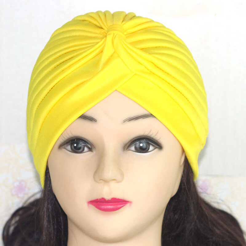 Twist Turban Caps moda donna nodo musulmano Hijab lucido oro argento Glitter cappello indiano uomo Casual tinta unita semplice foulard