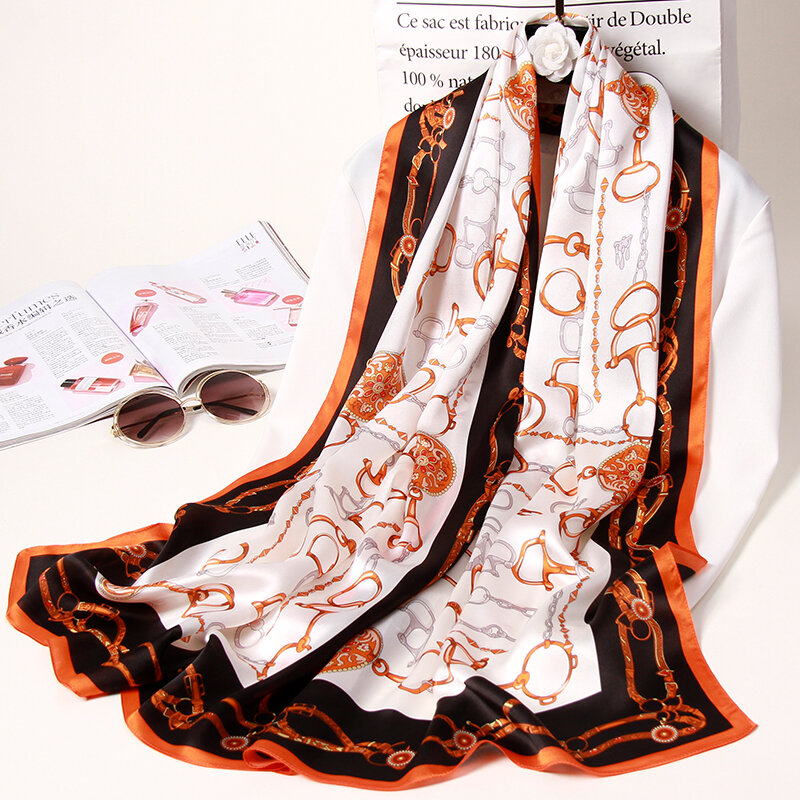 Hangzhou lenços de seda natural xale 100%, cachecol longo de seda feminino, foulard feminino, impressão cachecol de pescoço de seda