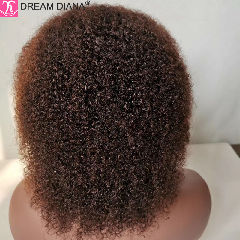 شعر مستعار بشري أفريقي مجعد ، شعر برازيلي مربوط مزدوج ، كثافة ، 4C Bob ، 13x4 ، كثافة 12 أ