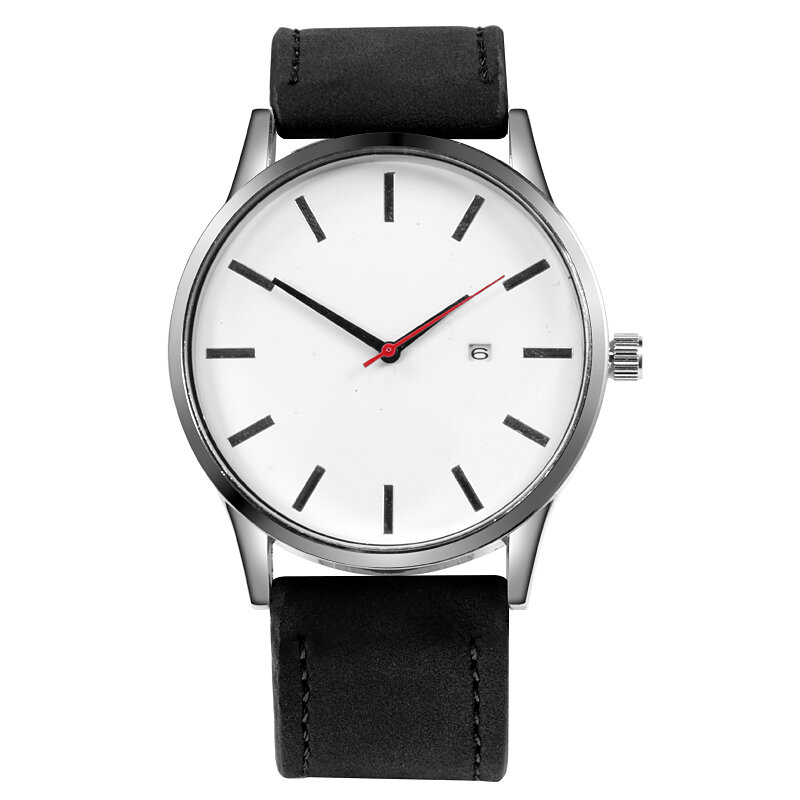 Наручные часы No Brand, модные повседневные минималистичные часы с большим циферблатом и кожаным ремешком, аналоговые кварцевые часы, распродажа, мужские часы