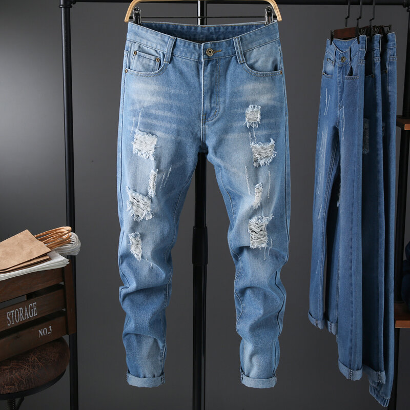 Мужские эластичные джинсы, хлопковые брюки, размеры 28-36, N660, весна 2021