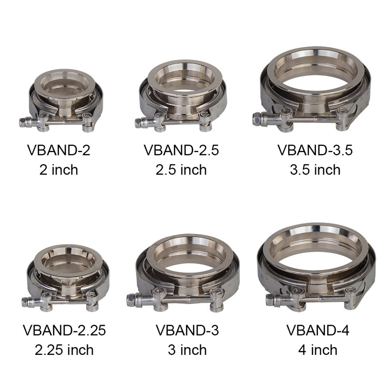 304 Stainless Steel 2 2.5 3 3.5 4 V-band Clamp 3 Inch V-band 4 Inch Exhaust Flange 76mm Turbo Exhaust Vband V Clamps Kits