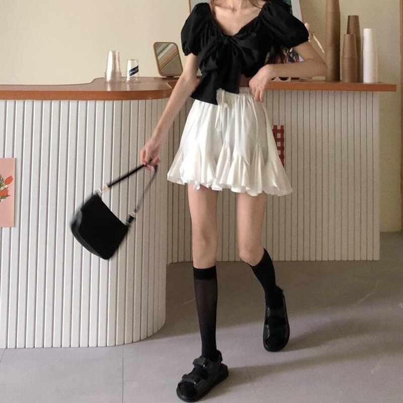 Мини-юбка женская однотонная в минималистическом стиле, Стильная универсальная Студенческая элегантная уличная одежда в Корейском стиле для колледжа, для отдыха, на лето