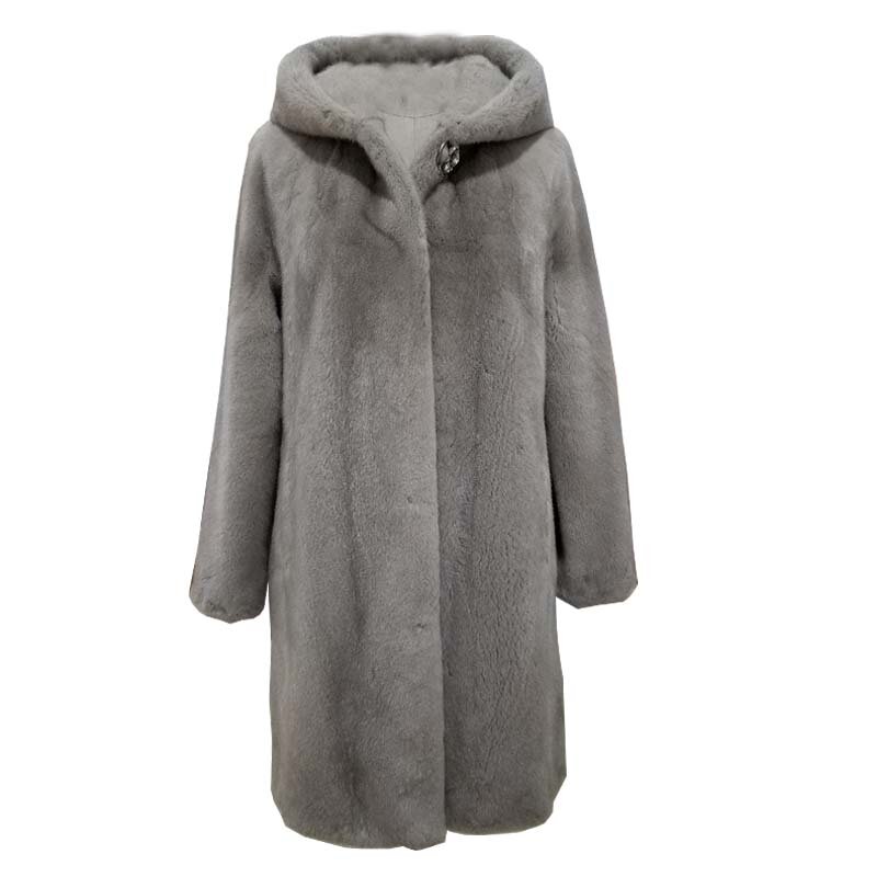 Parka de visón para mujer, chaqueta por encima de la rodilla, abrigo de piel de visón impermeable, abrigo grueso medio largo, moda femenina, invierno, nuevo