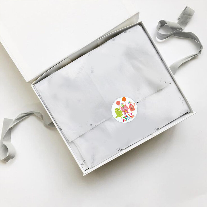 Adesivo "Feliz Aniversário" para vedação envelope, adesivo colorido impermeável, presente de festa, 100-500pcs