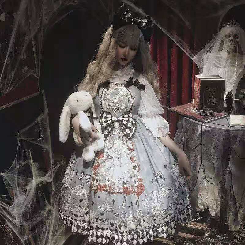 Vrouwen Lolita Prinses Jurk Rechter-Stijl Gothic Alice In Wonderland Jurk Lolita Kostuum Leuke Anime Meid Cosplay Voor Meisjes