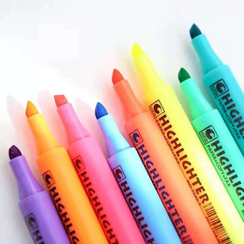Stylo fluorescent japonais de grande capacité, solide, stylo fluorescent de couleur, stylo à eau pour note, numéro d'étudiant, paquet de 8