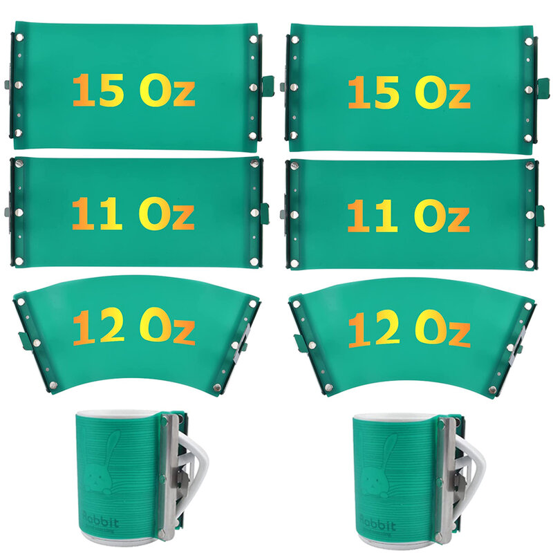 Envolturas de tazas de silicona por sublimación, 11oz, 15oz y 12oz, abrazadera para tazas Latte, accesorio 3D, abrazaderas para tazas de goma, impresión, 6 piezas