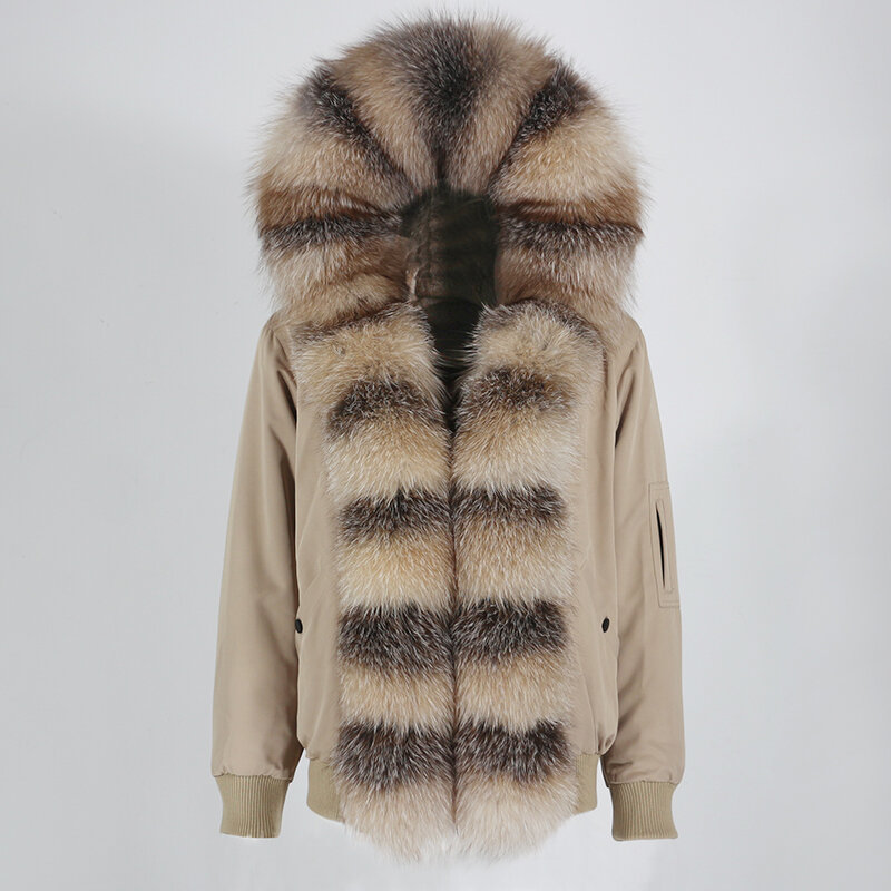 MENINA BONITA2022 kurtka zimowa kobiety Bomber Parka prawdziwy lis kołnierz z futra szopa z kapturem ciepła odzież uliczna odzież wierzchnia naturalne futro