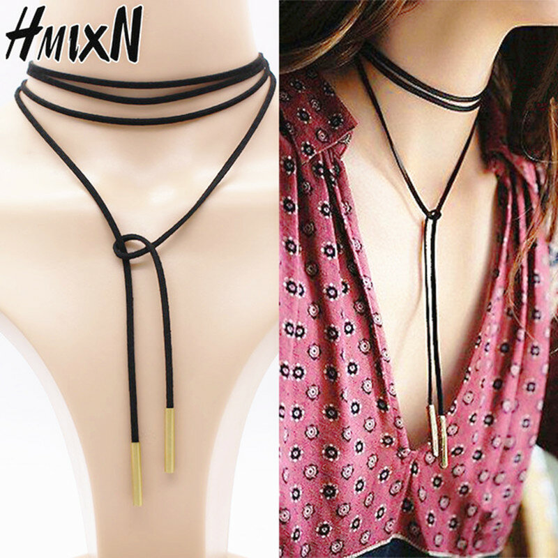 2019 NEW Fashion Choker Necklace Charm Long Rope Collar Black Color Leather Velvet Strip Chocker Jewelry For Women Collier Femme