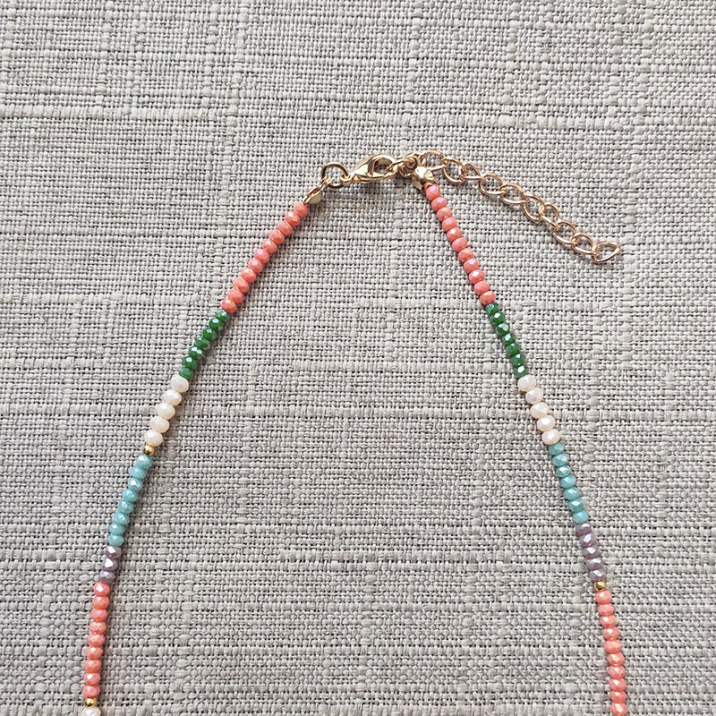 Collier bohème personnalisé pour femme, tour de cou lettre, perles de cristal colorées, coeur de coquille, cadeau de bijoux, nouveau style, 2020