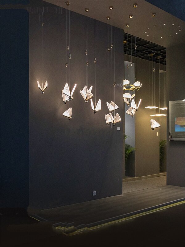 Роскошные подвесные светильники в скандинавском стиле с животными и бабочками, дизайнерские декоративные лампы для спальни, прикроватного столика, гостиной, кухни
