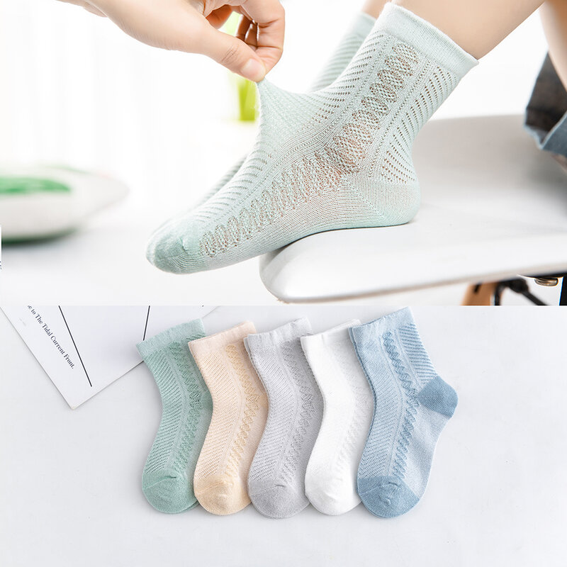 5Pairs/lot 0-12 Kids Socks Summer Cotton Jacquard Baby Socks Girls Mesh Cute Boy Toddler Socks Children Clothe Accessories