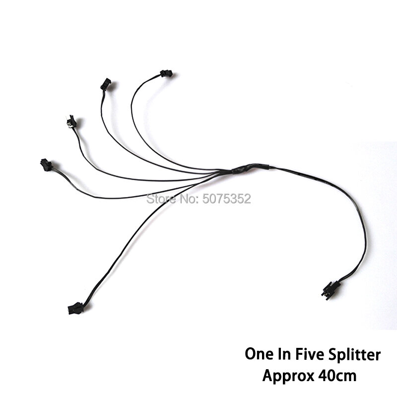 1 buah EL Aksesori Splitter EL EL kawat ekstensi untuk kabel EL persediaan cahaya satu dalam dua Splitter