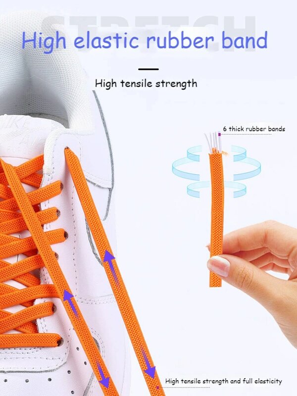 Cordones elásticos para zapatillas de niños y adultos, cordones planos con cierre de Metal rápido, novedad