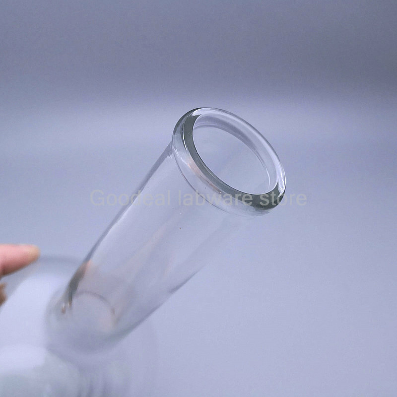 Vaso de laboratorio de 1 piezas, frasco de cuello largo de fondo redondo/plano para experimento químico, 100ml/150ml/250ml/500ml/1000ml/2000ml