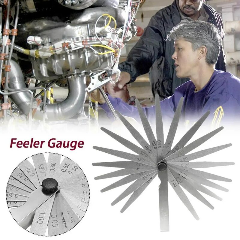 20ใบมีด0.05-1.00MM Metric Feeler Gauge สำหรับ Clearance วัด Gauge เครื่องมือวัดสำหรับ Feeler Gauge วาล์วใช้