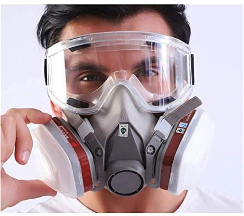 Máscara respiratória com óculos para segurança, anti poeira, neblina 6200, pintura facial industrial, spray, com proteção