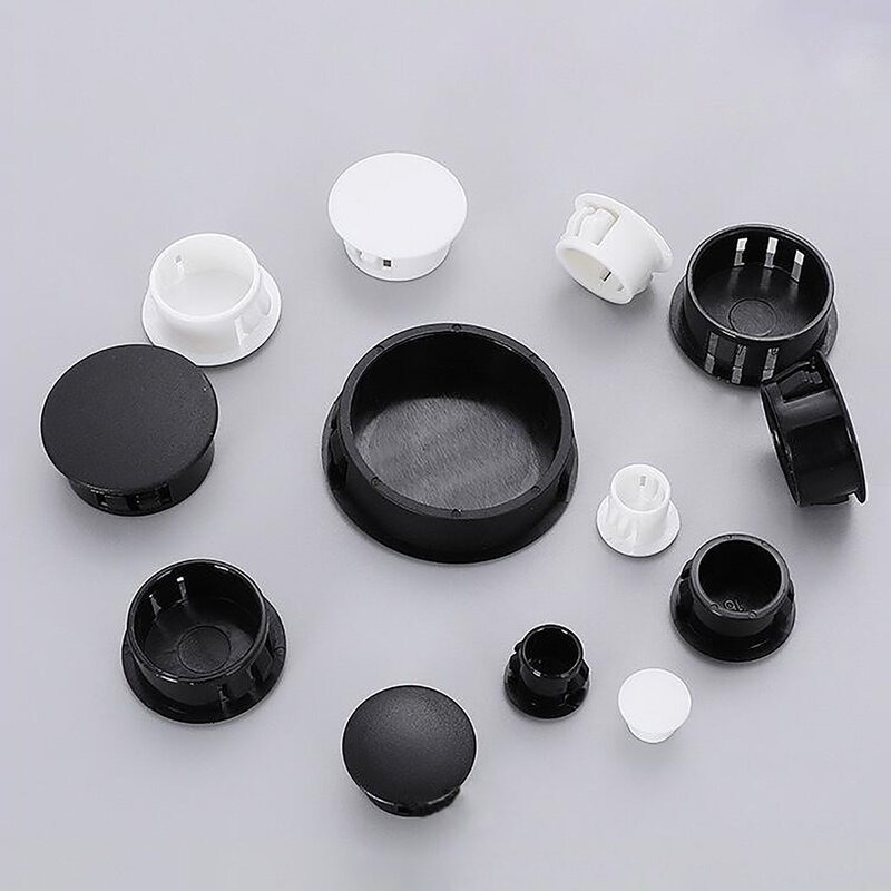 Tapón de plástico redondo, tapón de 5mm ~ 50mm, 10 piezas, Blanco/negro