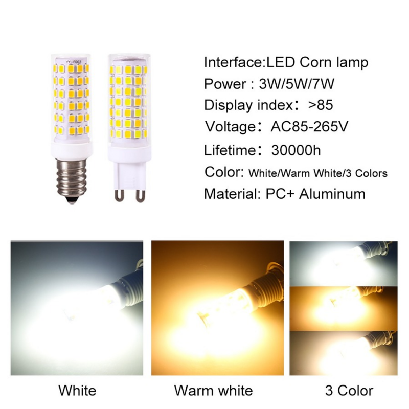 Vnnzzo lâmpada led 3w 5 7 g4 g9 e14 lâmpada led ac 220v led milho smd2835 360 ângulo de feixe substituir halogênio lustre luz