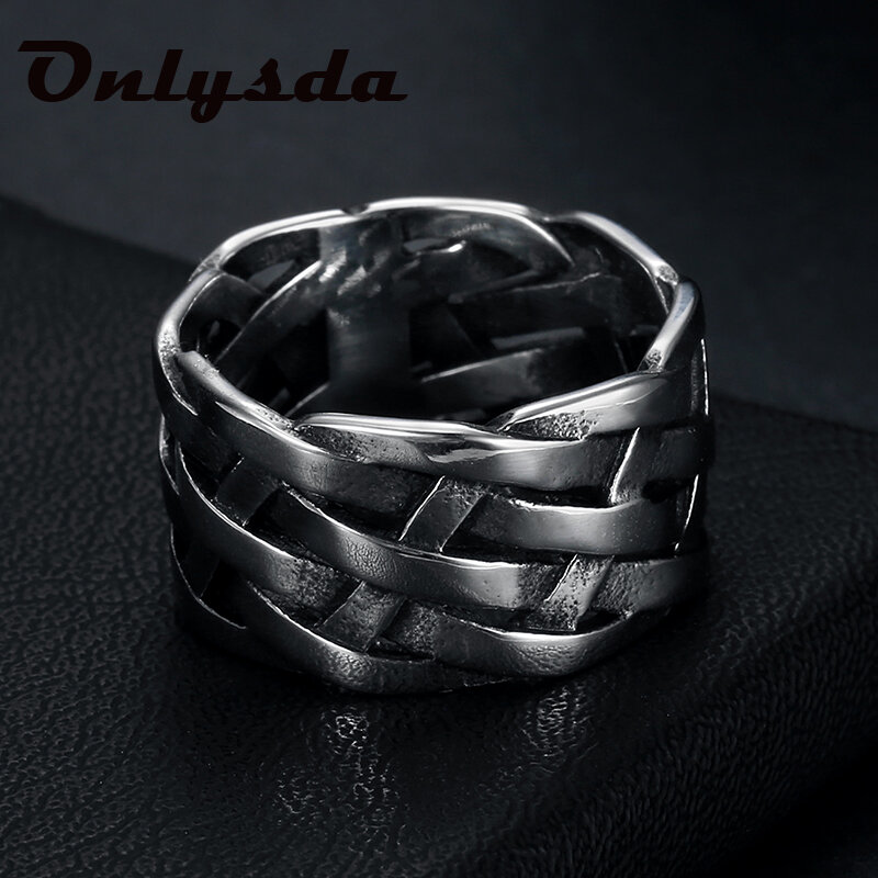 Onlysda vintage tecer viking símbolos de aço inoxidável dos homens mulheres anéis simples para a menina namorado jóias criatividade presente osr714