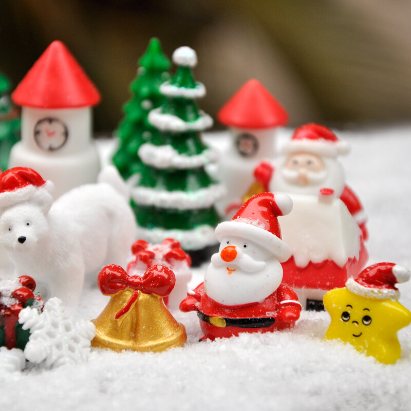 BAIUFOR-figuras de Navidad en miniatura, accesorios de Terrario de muñeco de nieve de Papá Noel, figuritas de jardín de hadas, decoración de casa de muñecas