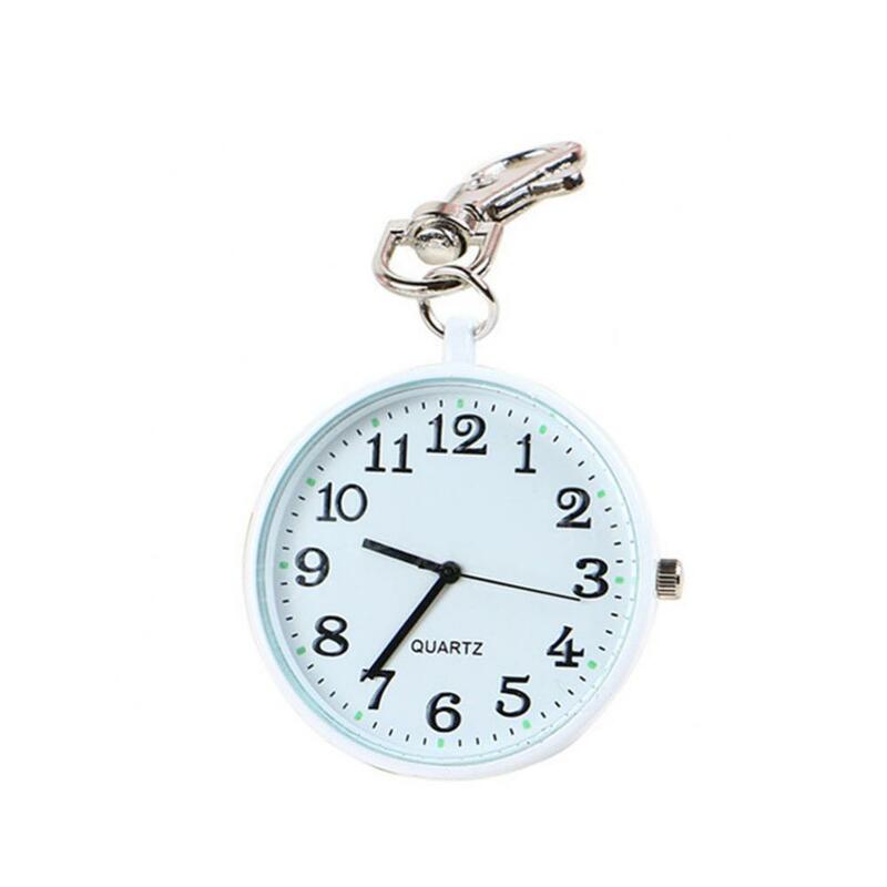 Mini orologio da tasca Unisex quadrante rotondo quarzo numeri arabi analogici Display e portachiavi infermiera orologi medici orologio studenti regalo