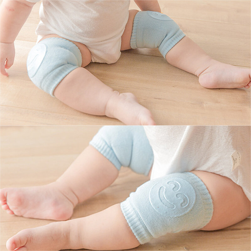 1 pasang bantal bantalan lutut wajah senyum, bantal bantalan lutut lembut, kaus kaki siku bayi, alas lutut anti-selip, perlindungan merangkak bayi