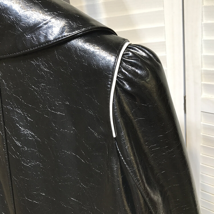 Autumn Womne's Sheepskin Pockets Coat High Quality Genuine Leather Jackets C977