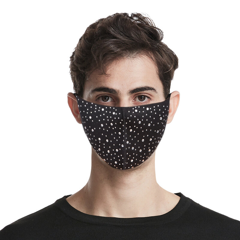 2020 Fashion Sparkly Strass Masker Elastische Herbruikbare Wasbare Mode Gezichtsmasker Gezicht Decoratie Vrouwen Sieraden