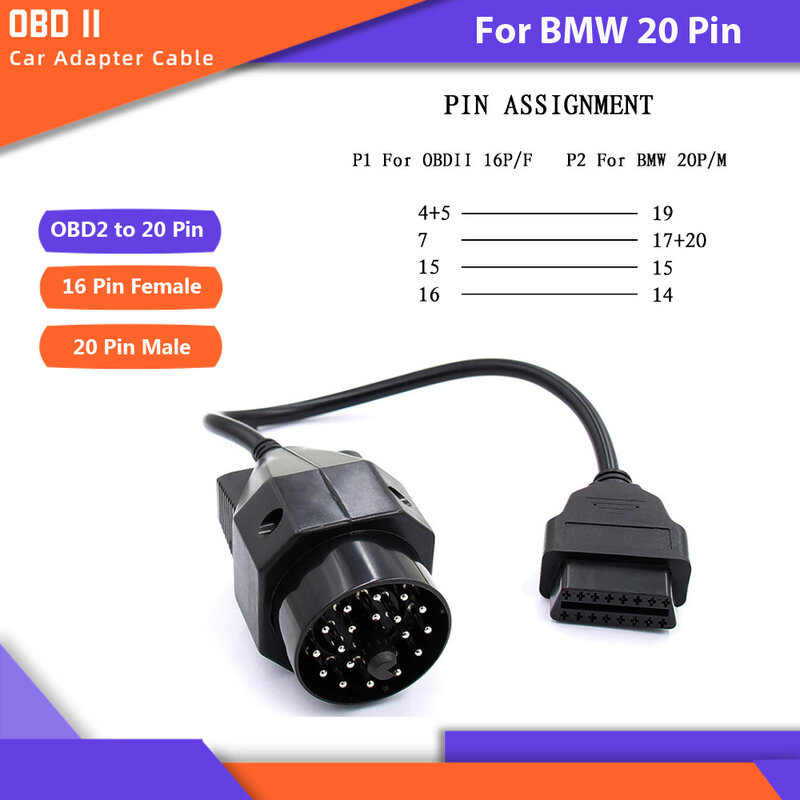 Cable adaptador de diagnóstico OBD2 para coche, accesorio para Fiat 3pin, Honda, GM 12pin, Renault, BMW 20pin, Benz 38pin, Nissan 14PIN