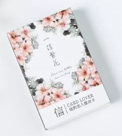 Tarjeta lomo de papel con forma de flor, 52mm x 80mm (1 paquete = 28 piezas)