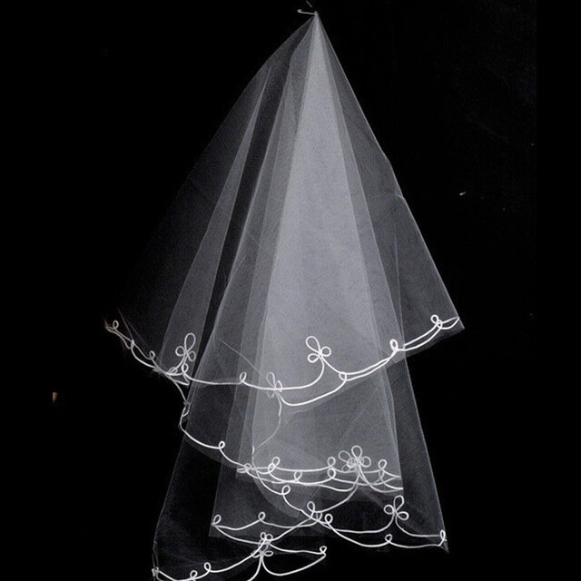 نمط جديد الحجاب الزفاف الأبيض Veu De Noiva الحجاب العروس الزفاف