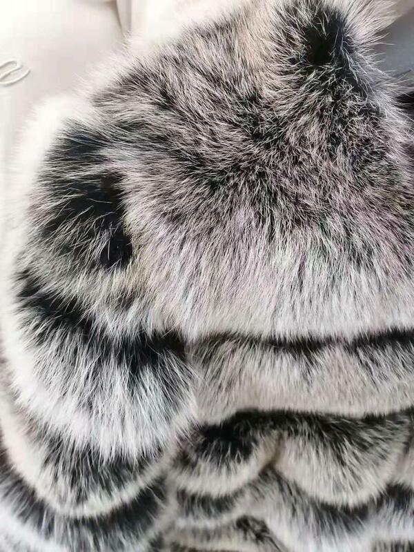 Wanita Hangat Real Fox Fur Coat Panjang Paragraf Pendek Musim Dingin Fashion Mewah 100% Alami Bulu Rubah Kulit Rumput mantel Taman Pesta