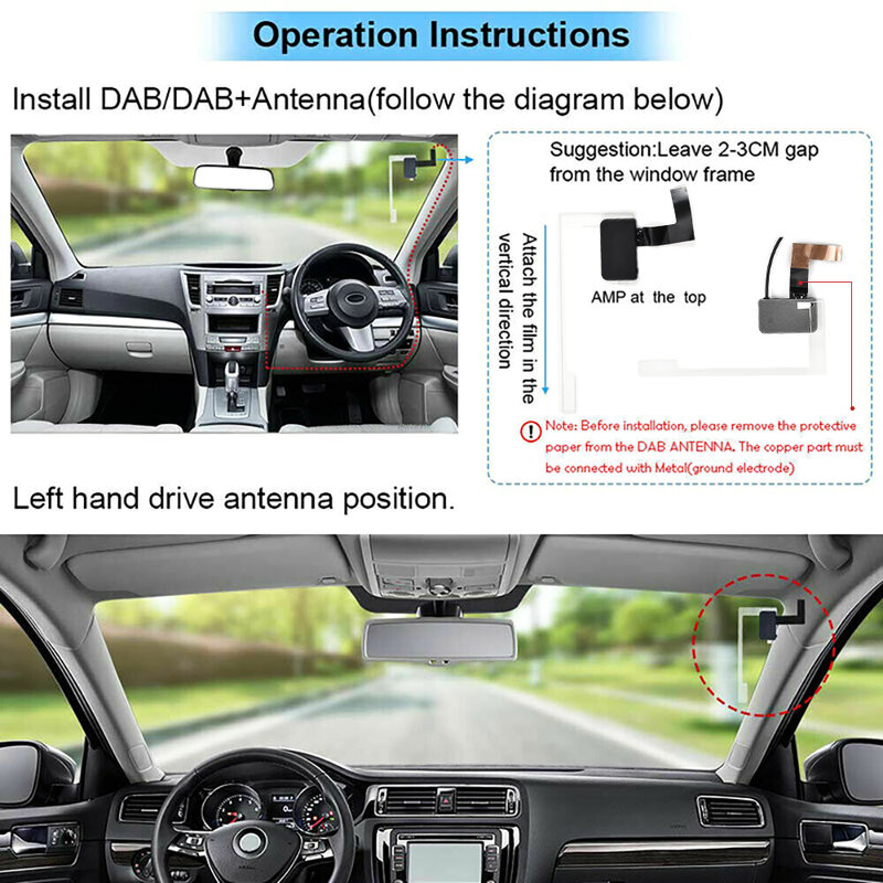 Podofo DAB + Antenne mit USB Adapter Empfänger Android Auto Stereo Player Auto GPS Empfänger DAB + Signal Empfänger Für universal