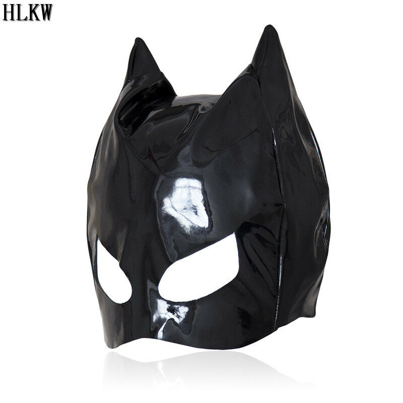 Máscara de gato de cuero Sexy para mujeres Bdsm fetiche cabeza de gato ojo negro máscara de Halloween carnaval fiesta máscara de Catwoman Cosplay máscara nueva