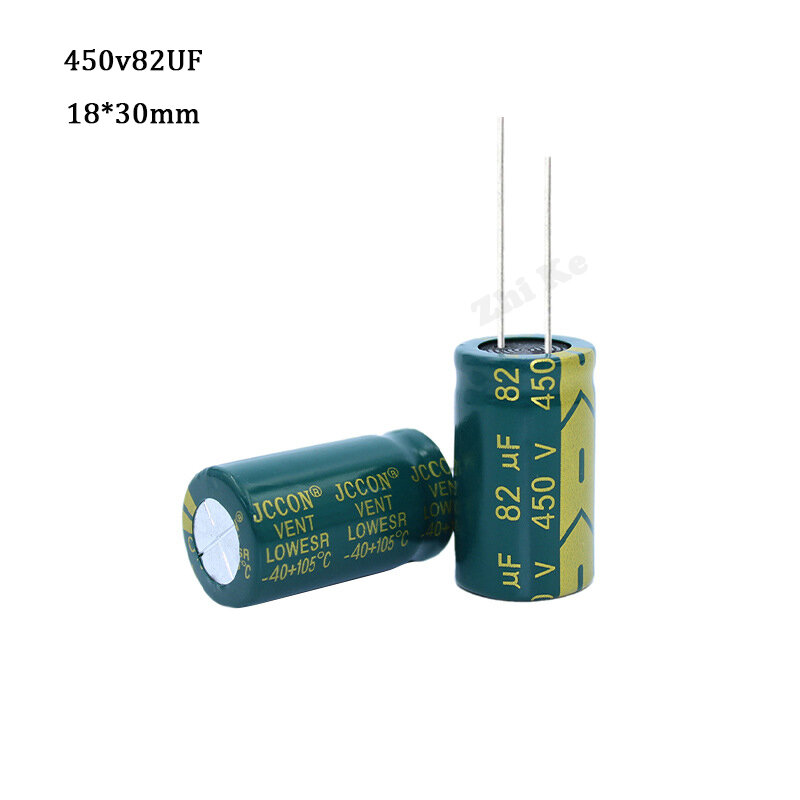 Capacitor eletrolítico de alumínio 82 uf 450 v capacitores elétricos de alta frequência 450 2 pces 20% v 82 uf 18*30mm baixo esr