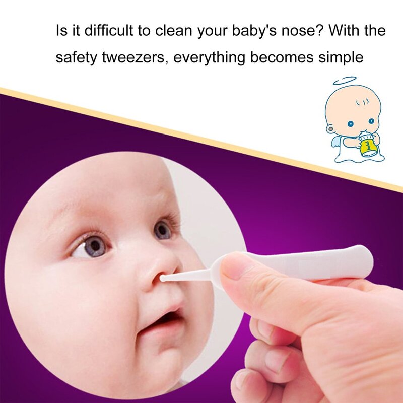 Pinça de limpeza segura do bebê, fórceps infantis, novos cuidados, plástico, design especial, bebê recém-nascido, cavando alicates para o nariz