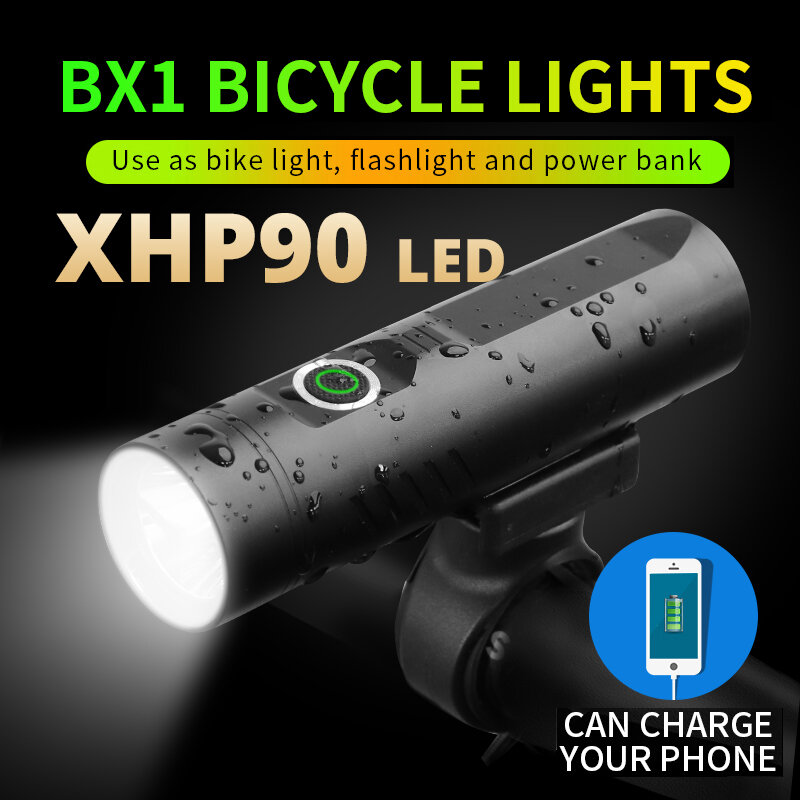 Más Potente 3200mAh P90 P50 L2 linterna para bicicleta T6 luz USB batería recargable bicicleta accesorios como banco de energía
