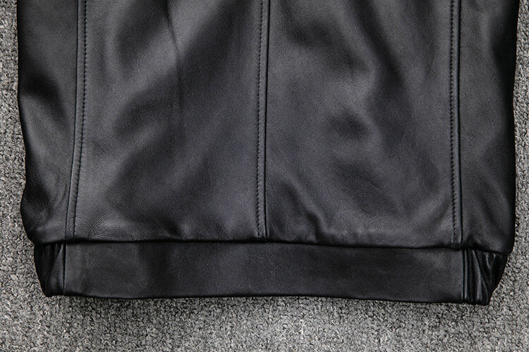 Jaket bertudung untuk pria C140 jaket kulit asli kasual Cantik musim semi musim gugur