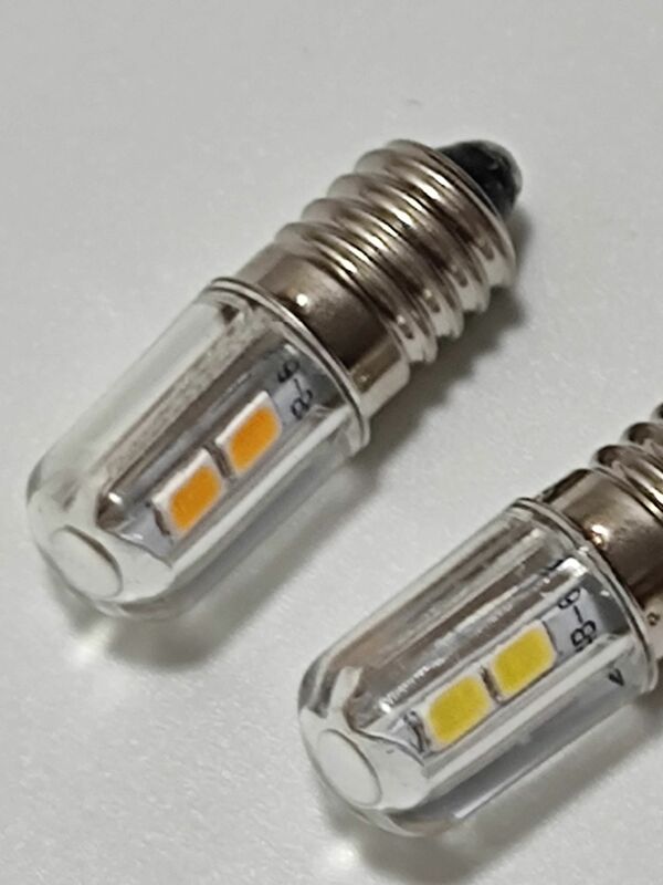 E10 bombilla LED, lámpara de trabajo de 6V y 12V, luz blanca cálida para linterna, Faro de Motor, bicicleta, 2 uds.