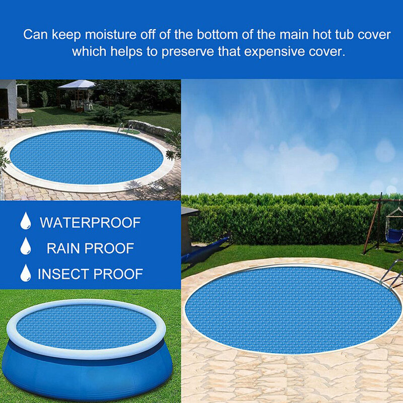 Swimming Pool Cover Dust-proof Waterproof Swim Tub Blanket Round PE Foldable Protector  5ft-152cm