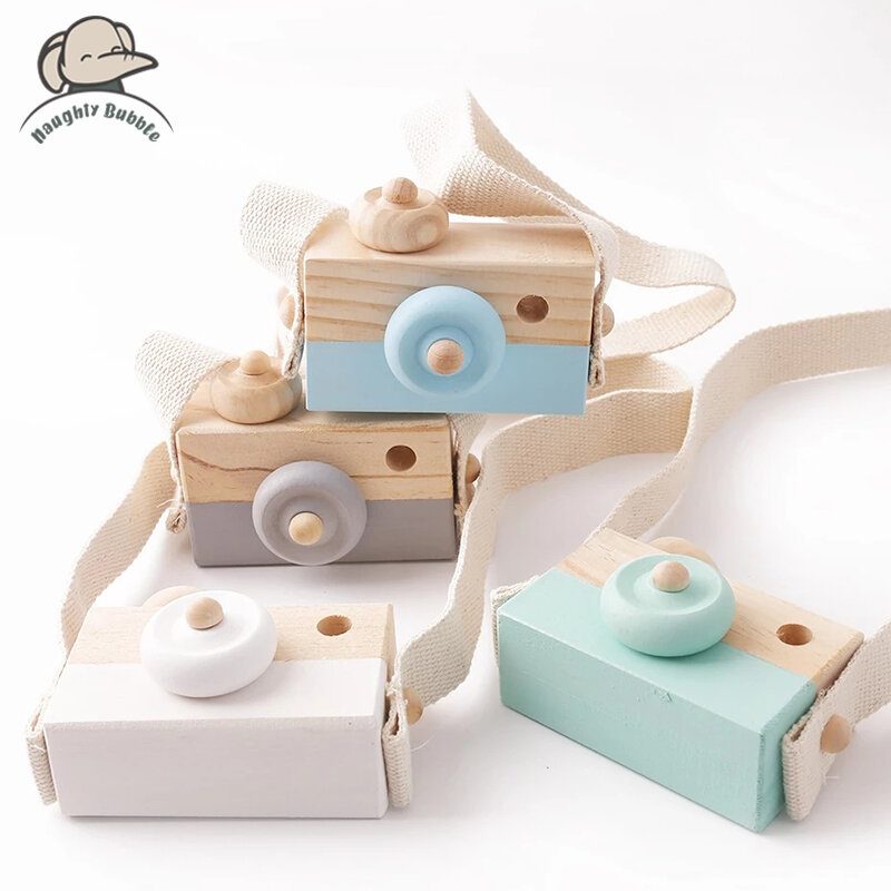 Caméra en bois pour bébé, jouet, pendentif, bloc, jouets Montessori pour enfants, bricolage, cadeaux d'allaitement, jouets d'extérieur