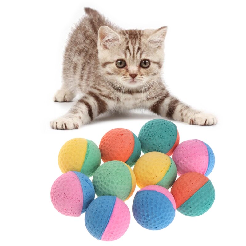 652F 10 Pcs Pet Spielzeug Latex Kugeln Bunte Kauen Für Hunde Katzen Welpen Kätzchen Weiche Elastische