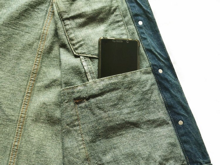 Mantel Kain Denim Populer Koboi Jeans Biru Gelap Jaket Pengendara Motor Punk Jeanet Fashion untuk 6XL