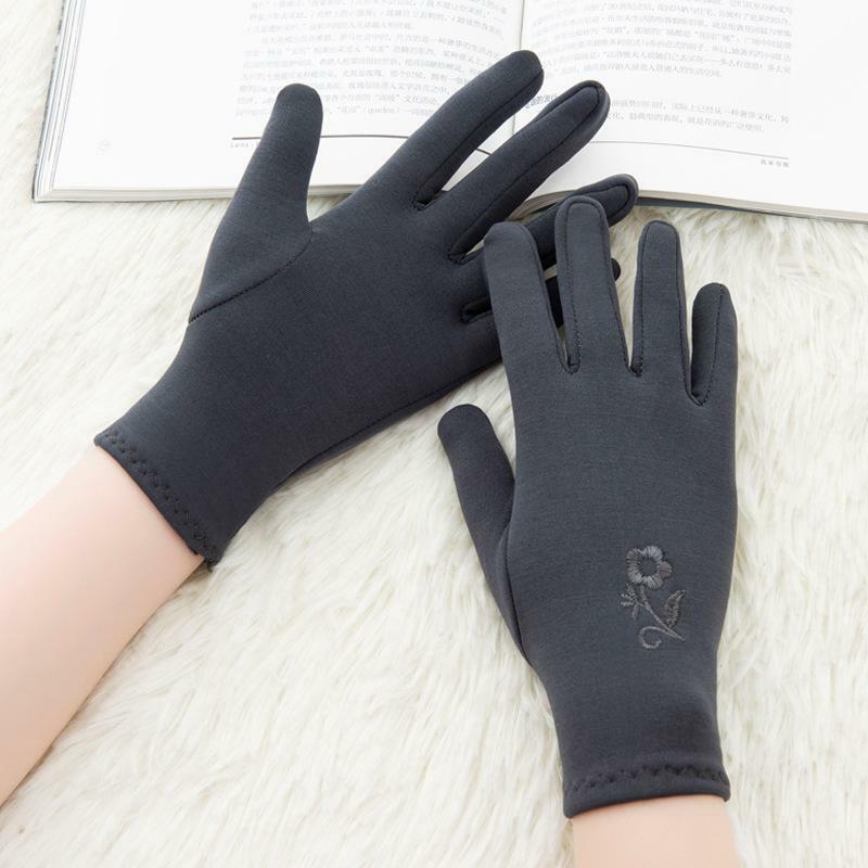 Gants molletonnés brodés, gants chauds d'hiver pour femmes, broderie polaire et gants de cyclisme épais