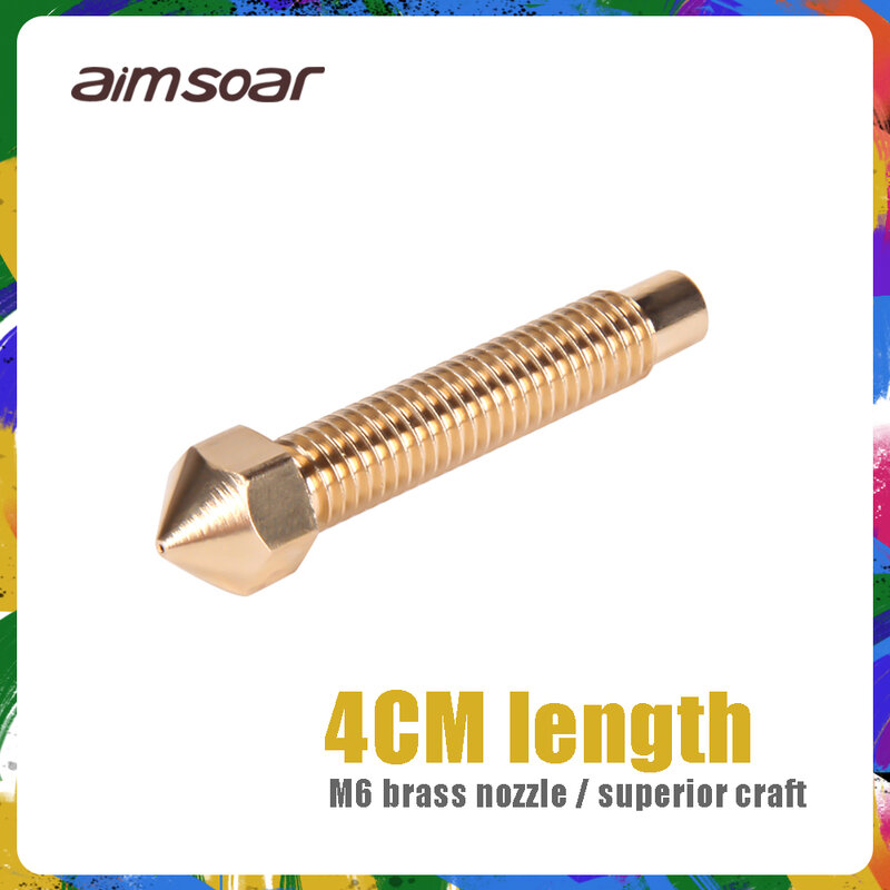 Cabezal de impresión 3D, boquilla larga de cobre de 40MM, boquilla alargada de 0,4mm, 0,8mm para filamento de 1,75mm/3mm M6 * 32 mm