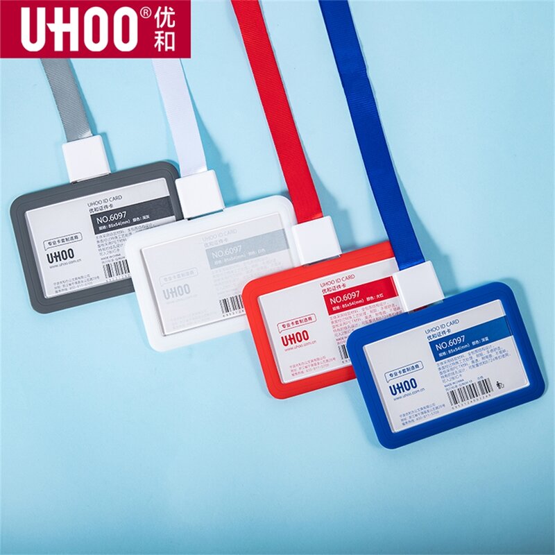 Horizontal Style Id Ic Card Badge Holder Of Work Card With Polyester Lanyard