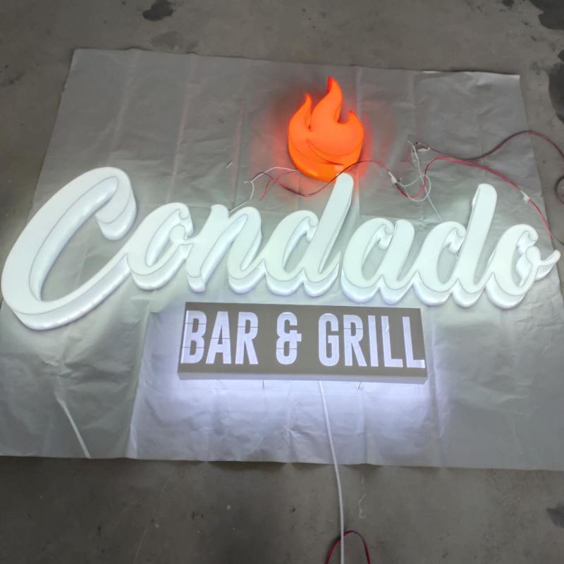 Custom made Outdoor advertising front lit & side lit full Acrylic LED letter sign, Full acrylic LED shop name sign